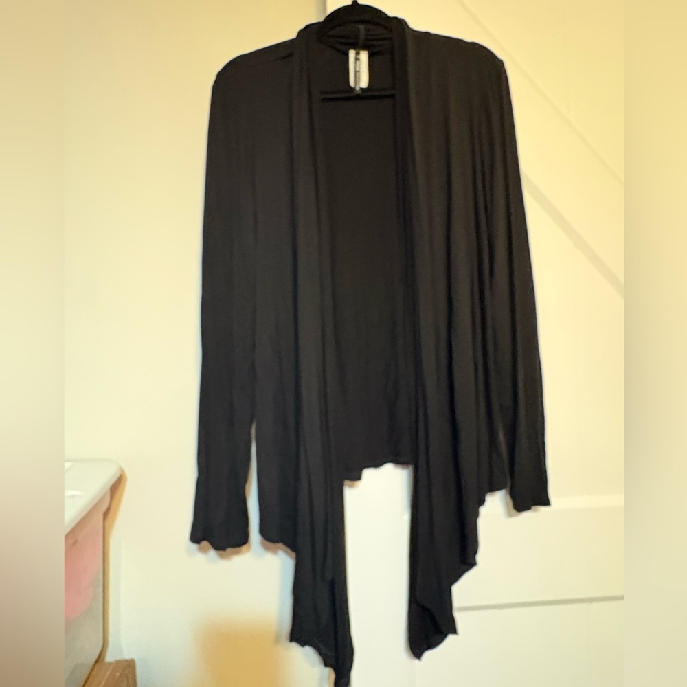 Moon Collection Black Draped Open-Front Cardigan